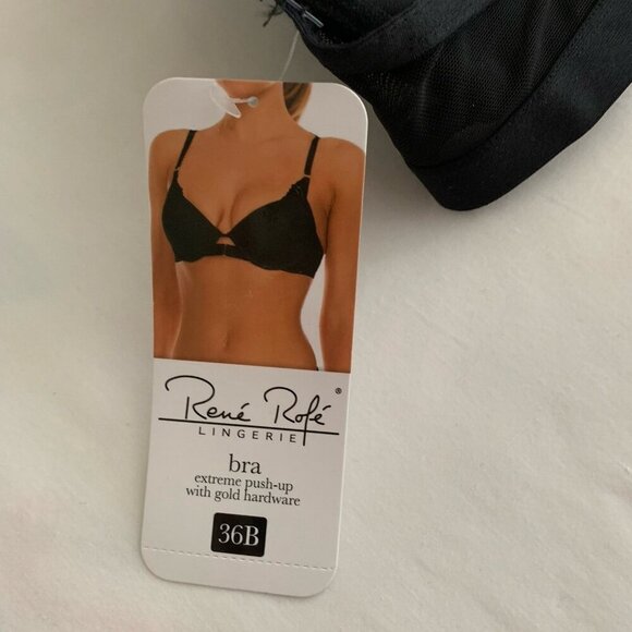 Rene Rofe Lingerie Extreme Black Push Up Bra Size 36B Lace NWT - Picture 5 of 8